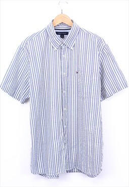 Vintage Tommy Hilfiger Shirt Striped Blue White With Logo