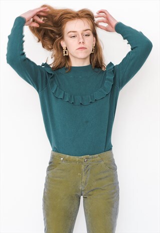 VINTAGE 90S CUTE JUMPER IN TEAL BLUE