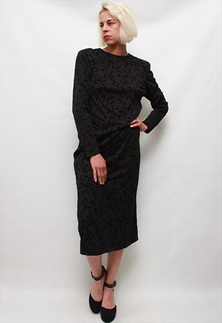 VINTAGE 80'S BEAUTIFUL ELEGANT CLASSIC BLACK DRESS