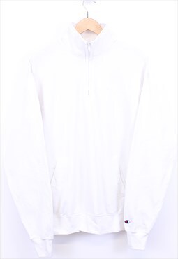 Vintage Champion Sweatshirt White Quarter Zip With Logo 90s