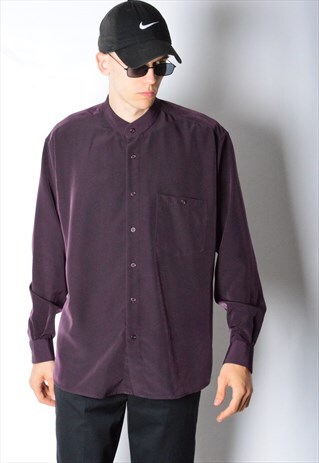 VINTAGE 90S PURPLE COLLARLESS SHIRT