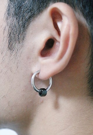 HOOP AND BEAD EARRINGS - BLACK