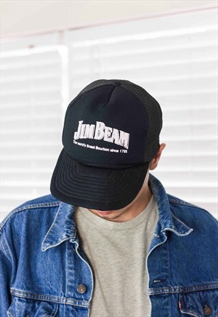 VINTAGE JIM BEAM TRUCKER CAP HAT LOGO 90S ONE SIZE 2.1