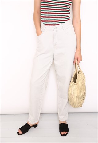 VINTAGE CREAM HIGH WAISTED MOM JEANS