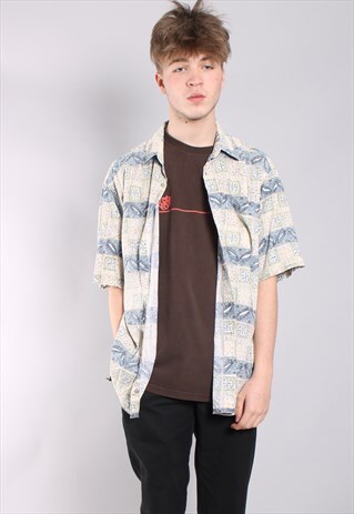 VINTAGE ABSTRACT CRAZY FESTIVAL PATTERN SHIRT