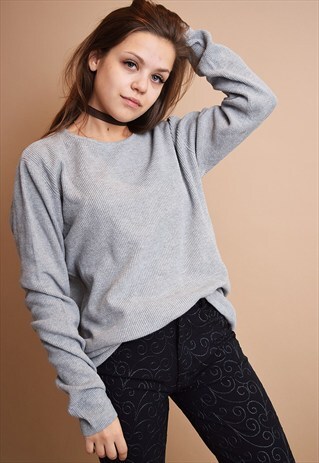 90'S RETRO MINIMALIST NEUTRAL OVERSIZED KNIT JUMPER TOP