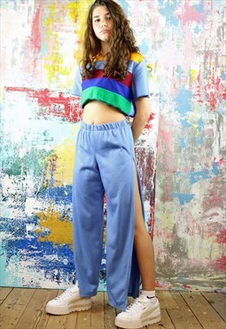 Trousers with Splits in sky blue