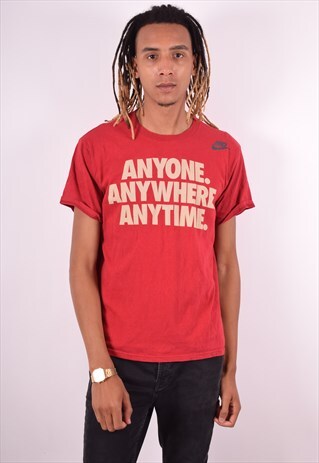NIKE MENS VINTAGE T-SHIRT TOP LARGE RED 90S