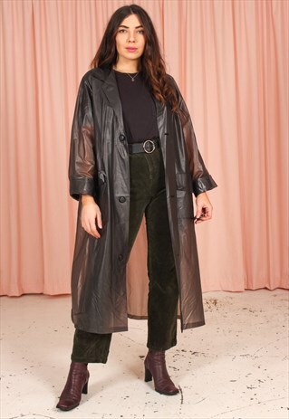 VINTAGE 70S CLEAR RAINCOAT IN BLACK