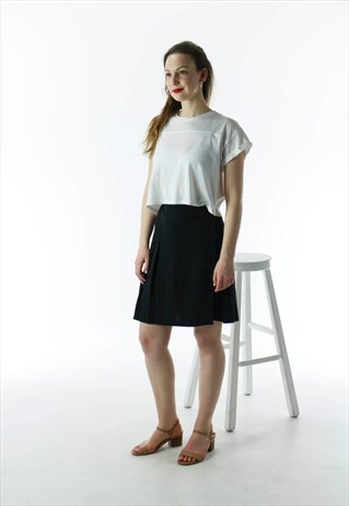 BLACK PLEATED SKIRT / WRAP SKIRT / COLLEGE SKIRT