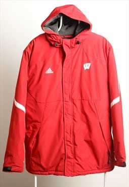 Vintage Adidas Padded Hoodie Logo Jacket Red