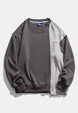Contrast stitching sweatshirt utility jumper skate top grey