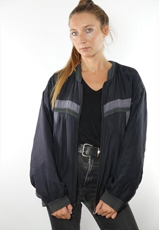VINTAGE 90S BOMBER JACKET OVERSIZE GREY LIGHT WOMEN