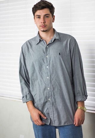 VINTAGE POLO RALPH LAUREN SHIRT LOGO 90S L 7.7