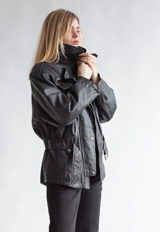 VINTAGE 80S BIKER JACKET WITH BELT