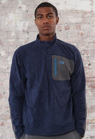 VINTAGE NORTH FACE BIG LOGO FULL ZIP FLEECE BLUE