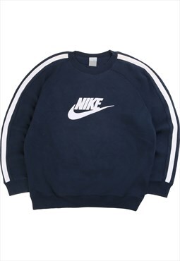Vintage  Nike Sweatshirt Spellout Heavyweight Crewneck Navy