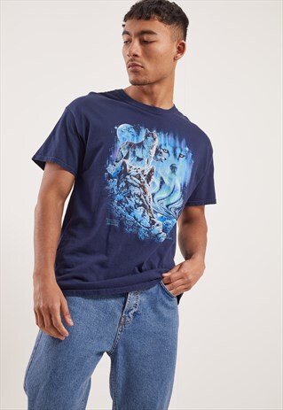 VINTAGE WOLF PRINT GRAPHIC T-SHIRT