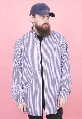 VINTAGE RALPH LAUREN PURPLE STRIPED SHIRT /R8157