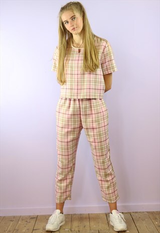 PINK TARTAN CROP PANTS AND BOX TOP CO-ORD