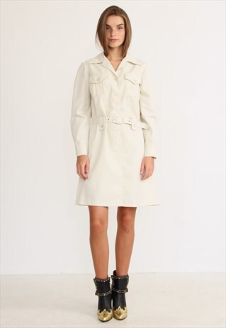 VINTAGE WHITE LONG SLEEVES MINI WOOL DRESS