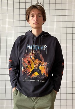 Vintage MANOWAR Hoodie Band Graphic Rock Pullover 90s