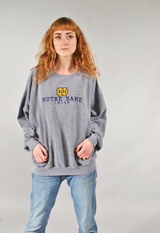 VINTAGE GREY NOTRE DAME SWEATER