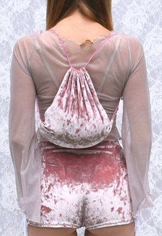 BOODWAH FESTIVAL BACK PACK IN PINK VELVET