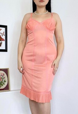 Vintage 90s Salmon Pink Slip Dress