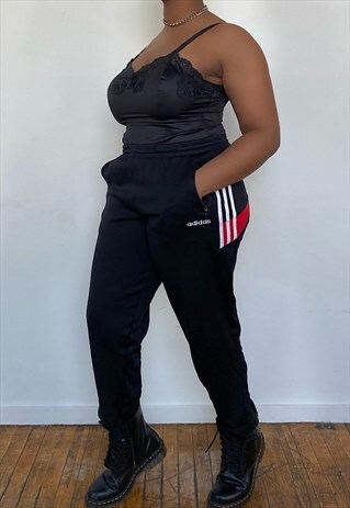 VINTAGE 90S BLACK HI-RISE ADIDAS JOGGERS (M)
