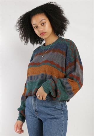VINTAGE REWORKED CROPPED KNIT JUMPER Z887