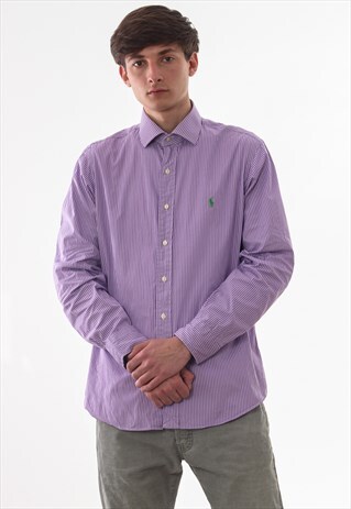 VINTAGE POLO RALPH LAUREN 90S WHITE PURPLE STRIPED