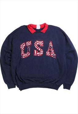 Vintage  Jerzees Sweatshirt USA Crewneck Navy Blue XLarge