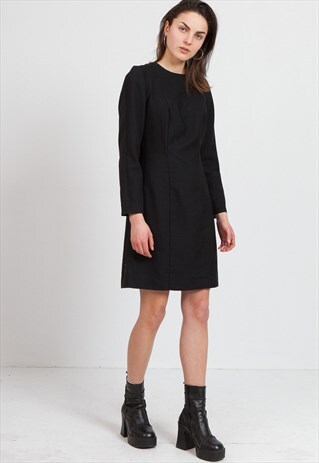 VINTAGE BLACK LONG SLEEVE MINI DRESS