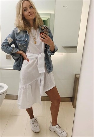 ASYMMETRIC SUNDRESS WITH TIE WAIST