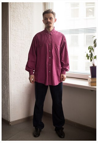 VINTAGE 90'S PURPLE STRIPED COTTON SHIRT