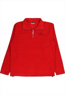 Kappa 90's Quarter Zip Fleece Sweatshirt Small Red