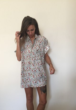 CRAZY PATTERNED VINTAGE RETRO FESTIVAL OVERSIZED SHIRT