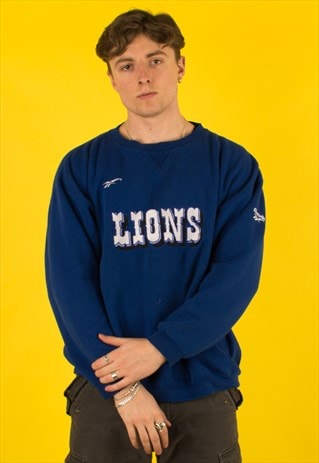 VINTAGE 90S BLUE REEBOK NFL DETROIT LIONS SWEATSHIRT