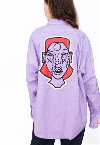 REWORKED ROBYN PURPLE BUTTON-UP SHIRT BY ESTERE