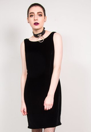 VINTAGE 90'S BLACK VELVET SLIP DRESS