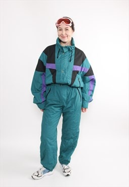 80s one piece ski suit, vintage winter jumpsuit, retro women