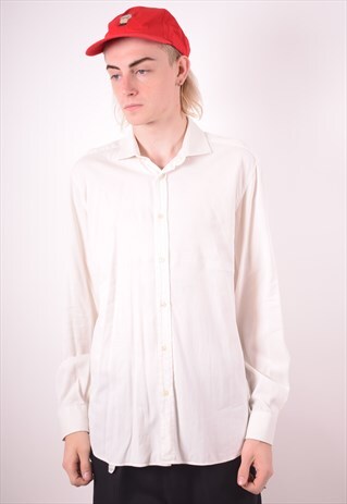 VALENTINO MENS VINTAGE SHIRT LARGE WHITE 90S