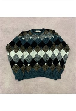 Vintage abstract knitted jumper Men's XL