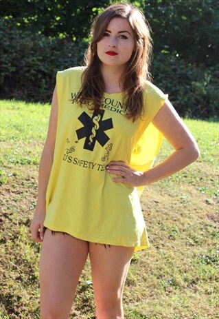 VINTAGE 90S REWORKED USA VEST TOP - XL - FESTIVAL GYM RETRO