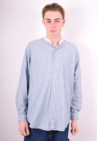 RALPH LAUREN MENS VINTAGE SHIRT MEDIUM BLUE STRIPES 90'S