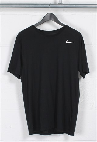 Vintage Nike Swoosh T-Shirt in Black Basic Sports Tee Large