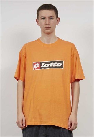 VINTAGE 90'S LOTTO BRIGHT ORANGE T-SHIRT