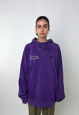 Purple 90s NIKE Oregon Embroidered Hoodie Sweatshirt