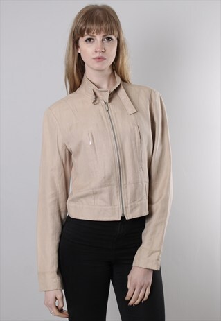VINTAGE 90S TOMMY HILFIGER BEIGE CROPPED JACKET